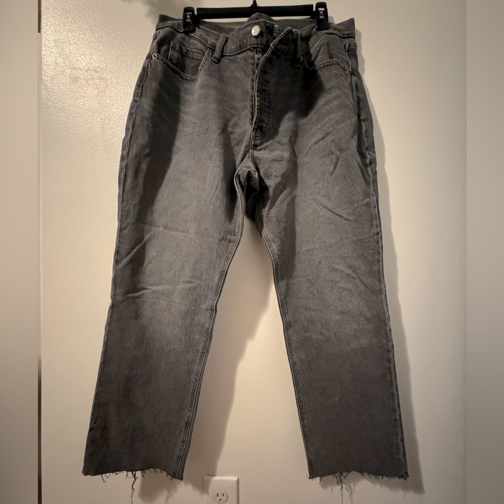 Old Navy black high rise slouchy straight jean